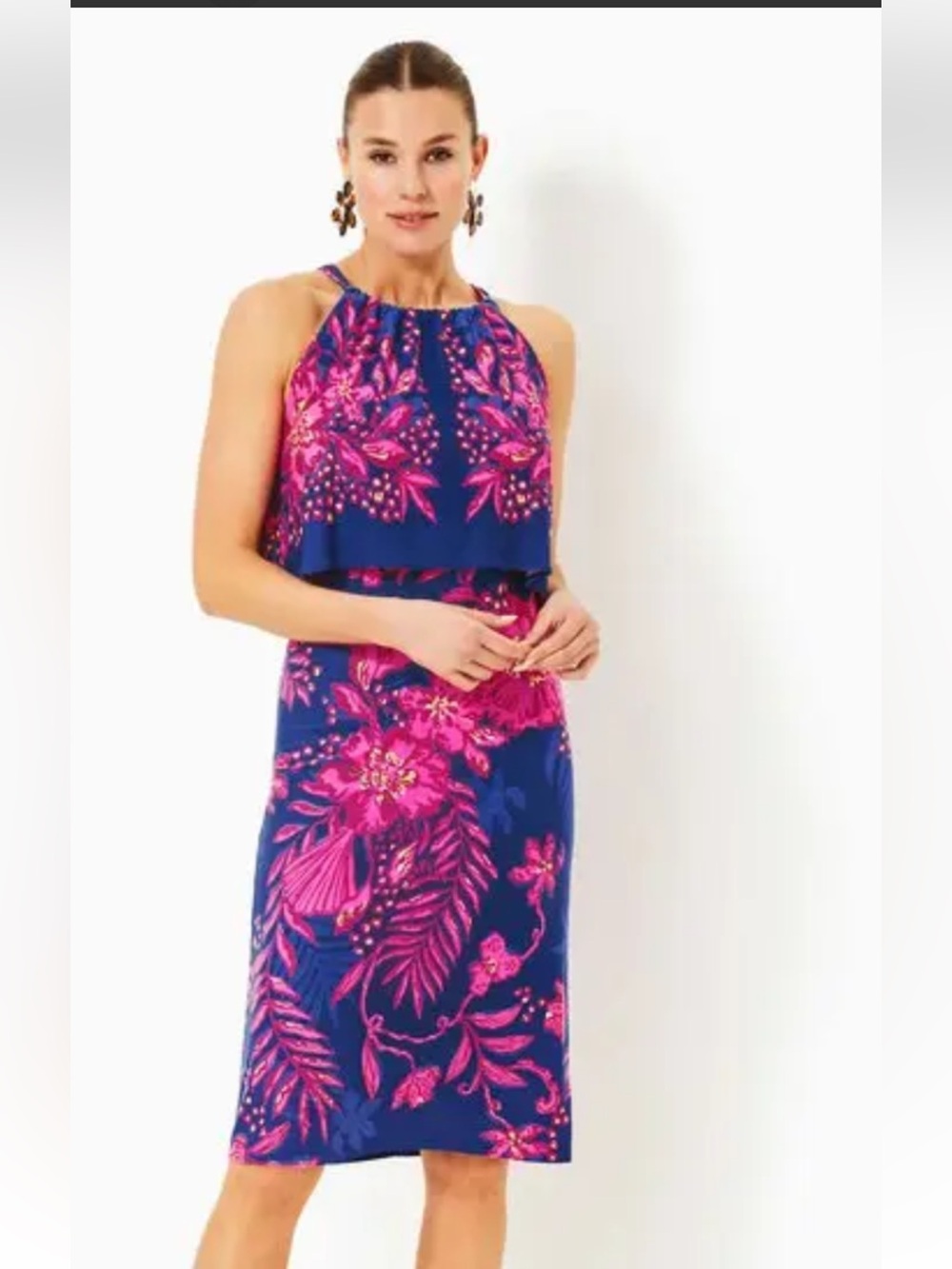 NWT Lilly Pulitzer Stella Mae Halter In Blue Med Never Ending Summer Dress XS